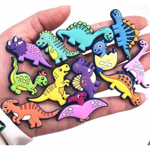 12PCS/Set Animal Cartoon PVC Flat Back For DIY Shoes Charms Phone Case Jewelry Dinosaur Accessories Trinkets Embellishments