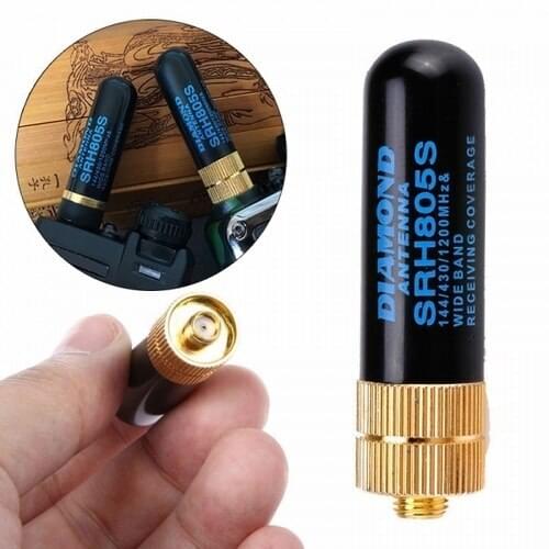 1pcUHF+VHF SRH805S SMA Short Female Antenna for Baofeng Walkie Talkie Radio Tool Ultra Short Gold Head UV Double Section