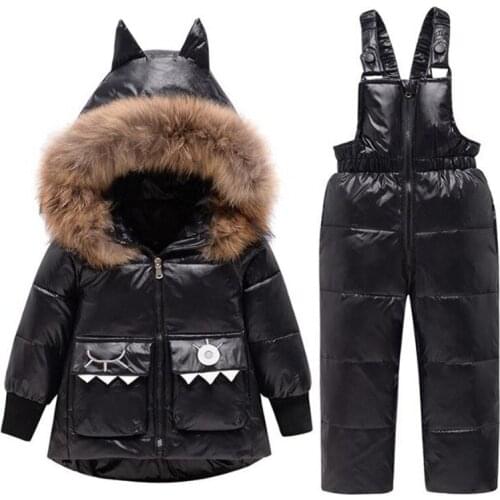 2020 New Baby Suit Childrens Down Jacket Dinosaur Boys And Girls Thickened Down Jacket 1-5 Years Old Baby Warm Two-Piece Suit