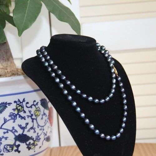 2021 New For Necklace 8-9mm Black Long Multilayer Pearl Necklace Pendant Women Necklace Girl Chain Party Jewelry Brand Making