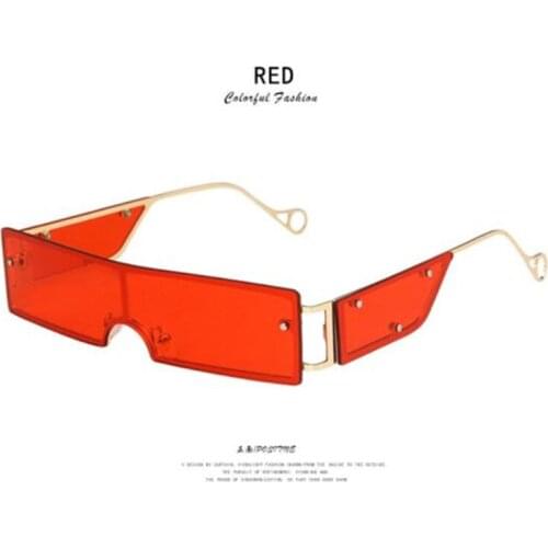 2021 retro small square sunglasses Metal frame rectangular rivet glasses One-piece lens ocean lens sunscreen