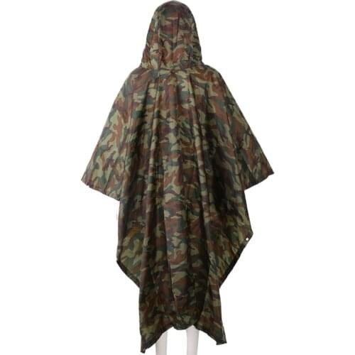 3in1 Outdoor Camping Backpack Rain Cover Poncho Coat Camouflage Tent Awning Mat