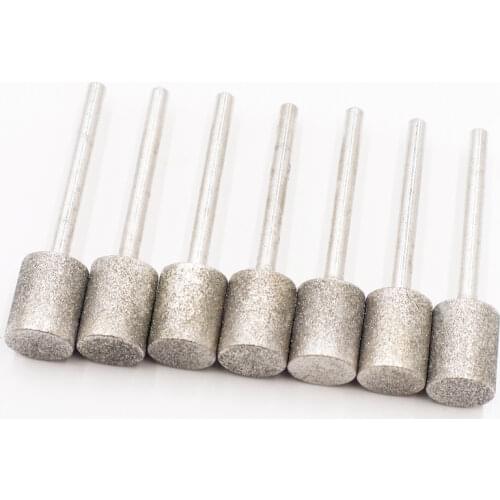 10pcs grit#120 3mmx 3mm/4/5/6/8/10mm cylinder Diamond grinding burr abrasive bits grinding trimming polishing points for dremel