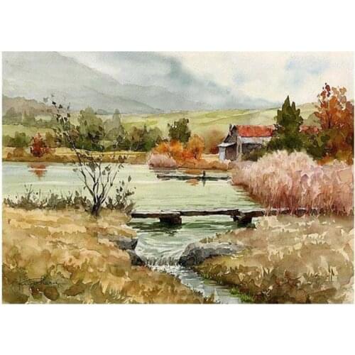 DIY Diamond Painting Country Landscape Cross Stitch Wall Art Picture For Living Room Home Decoration Frameless JX671