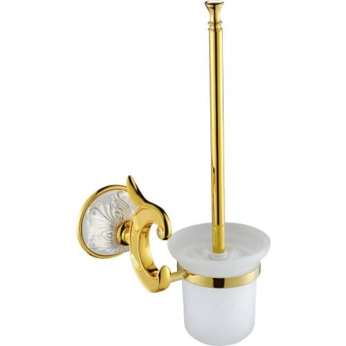 FREE SHIPPING new design 24k GOLD WHITE crystal Round toilet brush holder