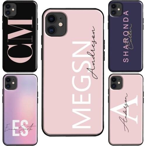 Personalised Initials Rose Glitter Name Case For iPhone 11 Pro Max XS X XR 6S 7 8 Plus SE 2020 For iPhone 12 Pro Max mini Coque