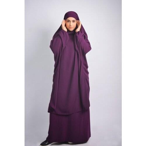 Eid Women Hooded Long Khimar Paryer Garment Piece Set Abaya Dress Full Cover Islamic Clothing Kaftan Jilbab Djellaba