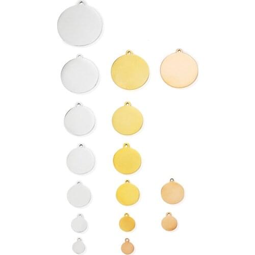 ELANUOYY 20pcs Stainless Steel Jewelry Accessories Smooth Wafer Pendant Pendant Customized With Own Logo