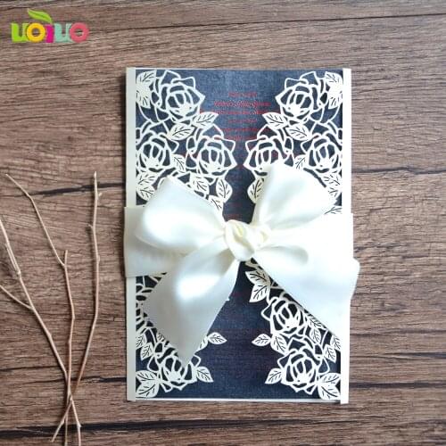 Elegant invitation cards 10sets/lot Laser Cut folding Wedding Invitation Cards Birthday Greeting Cards Wishing Invitation Cards