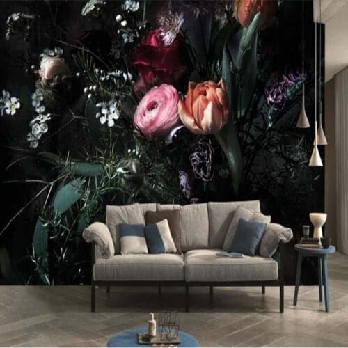 European Vintage Tulip Flower 3d Mural Wallpaper Art Wall Decal 3D Printed Photo Floral Wall Papers Roll Floral Contact Paper