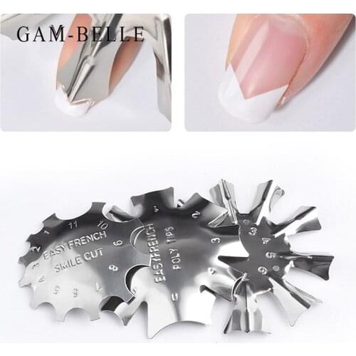 GAM-BELLE 1 Pc Line Edge Nail Stamping Nail Gel Easy French Smile Nail Stencil Cutter Clipper Styling Tools Manicure Accessories