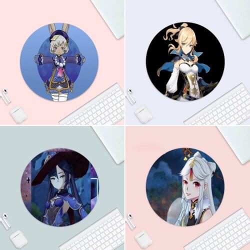 Genshin Impact Gaming Player Desk Laptop Rubber Mouse Mat Small Rubber Desk Table Protect Game Office Work Round Mouse Mat Pad