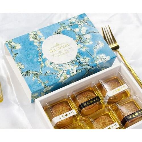 Blue flower Mooncake boxes Egg Yolk Crisp Box Snow Mei Niang Box Iced Mooncake Gift Boxes Blue Gift packing