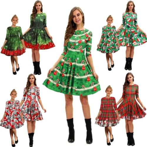 2019 Winter kids&adult christmas Costume Festival Santa Clause for Girls New Year chilren clothing Fancy Dress Xmas Party Dress