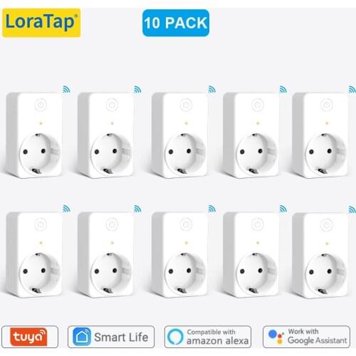 LoraTap Tuya WiFi EU Smart Plug 16A Remote Voice Control Energy Monitor Outlet Timer Socket for Alexa Google Smart Home App