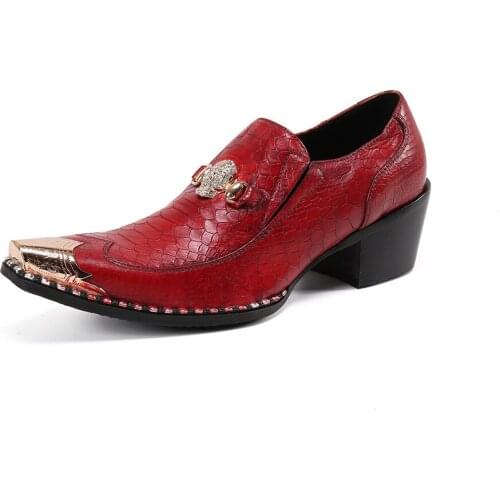 Fashion Business Real Leather Men Formal Shoes Height Increasing Mid Heel Men Shoes Party Wedding Dress Shoes