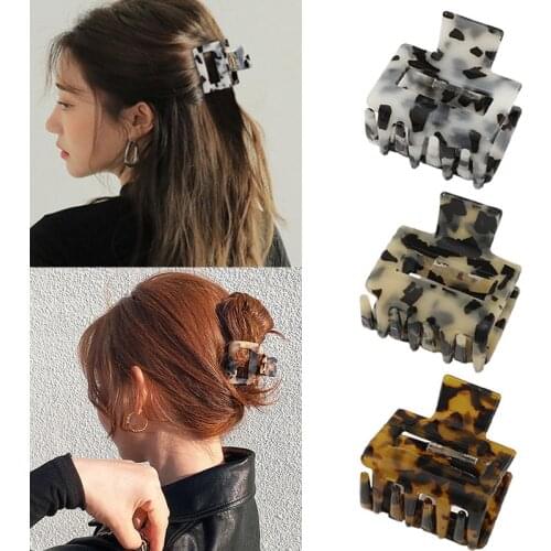 Fashion Women Hair Claw Crab Clamps Leopard Lady Small Size Square Claws Clip Acetate Hair Clips Pince Cheveux Hair Accessories