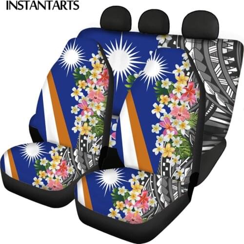 INSTANTARTS Fashion Blue Flag Island Design Easy Clean Front and Back Car Seat Cover Durable Vehicle Seat Covers Seat Protector