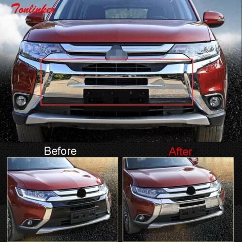 Tonlinker Cover stickers For Mitsubishi Outlander 2016-18 Car Styling 1 PCS ABS Chrome racing grills decoration cover sticke