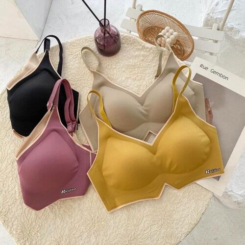 Thai Latex Non-marking Underwear Women Fashion Wide Straps Gathering No Steel Ring Adjustable Sports Anti-sagging Bra Lingerie