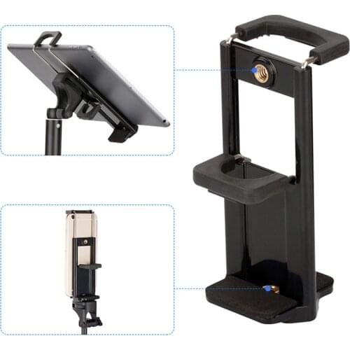 NEW 1Pc Universal Tablet Phone 2 In 1 1/4" Tripod Mount Clamp Holder Bracket Selfie Clip Tablet Stand Holder