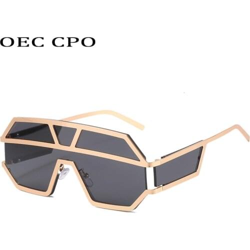 2021 New Alloy Rimless Sunglasses Women Fashion Oversized One Piece Glasses Men Shades Retro Black Brown Colors Eyeglass Oculos