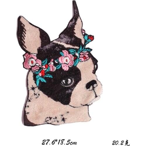 New Arrival Dog Sequin Patches Embroidery Applique Sew On Clothes Or Bags Sewing Supplies Decorative Patches EP2043
