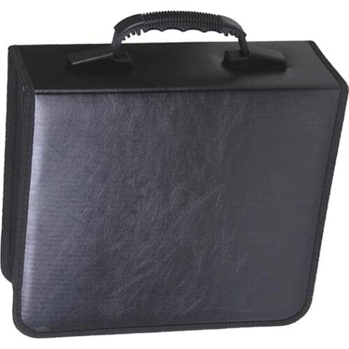 240 Slots Large Capacity DVD Organizer Bag Car DVD Storage Pouch Practical PU Leather CD Supplies (Black)