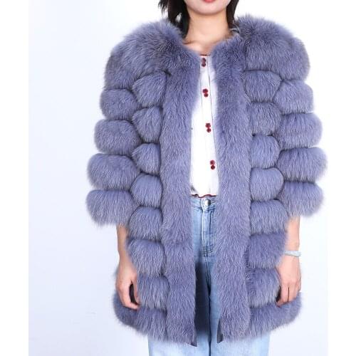 2021 winter new womens leather Leather sub-fur coat high-quality fur round neck warm fox fur long coat coat