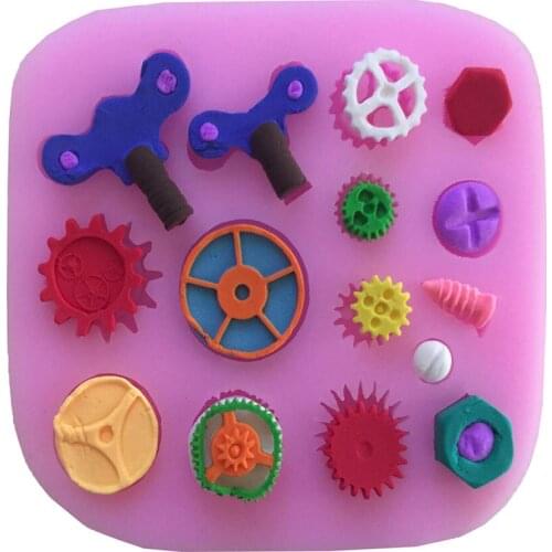 Steam Punk Gear Cake Border Decoration Fondant Cake Molds Silicone Chocolate Candy Mold Kitchen Decorating Baking Tools E399