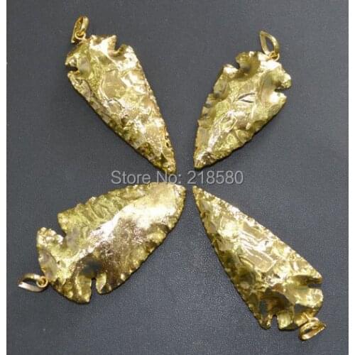 P16032801 Gold Arrowhead Pendant Charm with Gold Electroplated