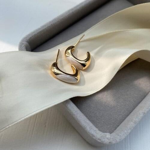 Kshmir Water drop semicircle eardrop ear stud 2021 new tide contracted temperament individual character female earring