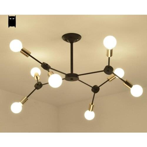Black Wrought Iron Branch DNA Ceiling Light Fixture Modern Vintage Industrial Nordic Hanging Lamp Lustre Bed Living Dining Room