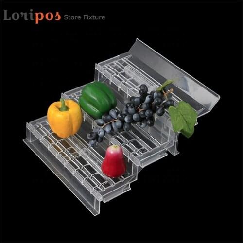 Transparent Ladder Display Stand Shelf Divider Frame Three-layer Merchandise Display Rack Fruit Vegetable Tray Shelf Filler Mat