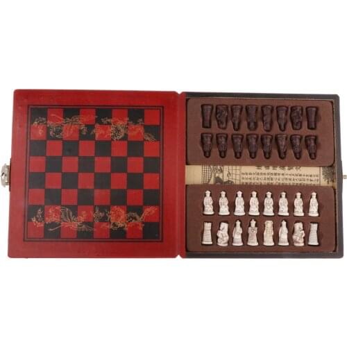 Foldable Handmade Wooden Chess Set with Storage Board Game Toy for Adults