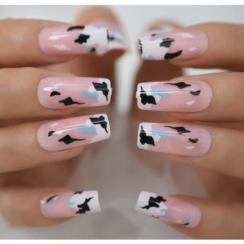 Medium Coffin Cow Miscellaneous Painting Fadeing Gel Tip Decoration Nails False Hand Dummy Stick On Nail Nails Wholesale IMABC