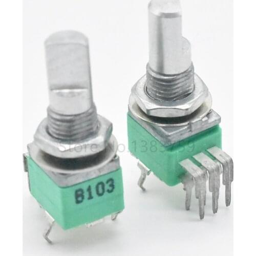 097 stereo channel potentiometer with stepping vertical B103K B10K half-axis bent foot 6 feet volume adjustment potentiometer