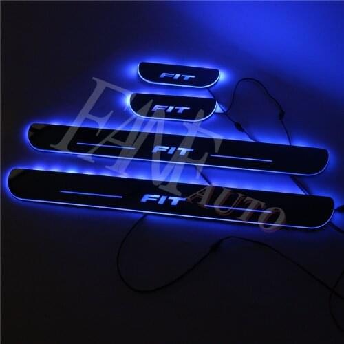 Led Moving Door Sill Scuff Plate Guard Sills Protector Trim For Honda Fit 2008-2020