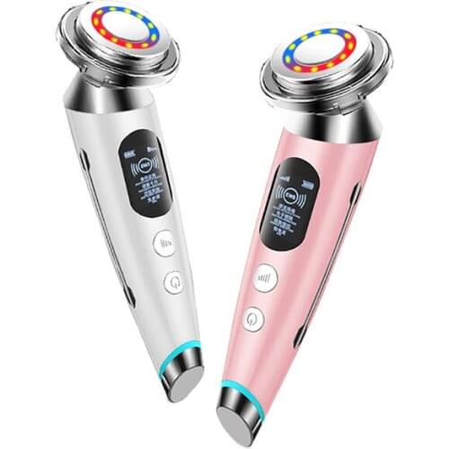 Ultrasonic Hot Cool Massager EMS Face Massager Vibration Wrinkle Removal Skin Tightening Skin LED Light Therapy Facial Lifting