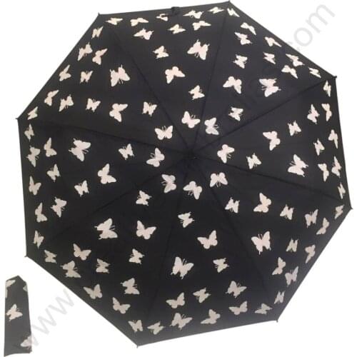 Ex-factory customized OEM windproof promotion full flying butterflies promotion parasol fiberglass advertising umbrella