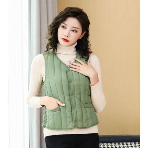 Womens Short Cotton Vest Autumn And Winter Solid Casual Style Sleeveless Jacket