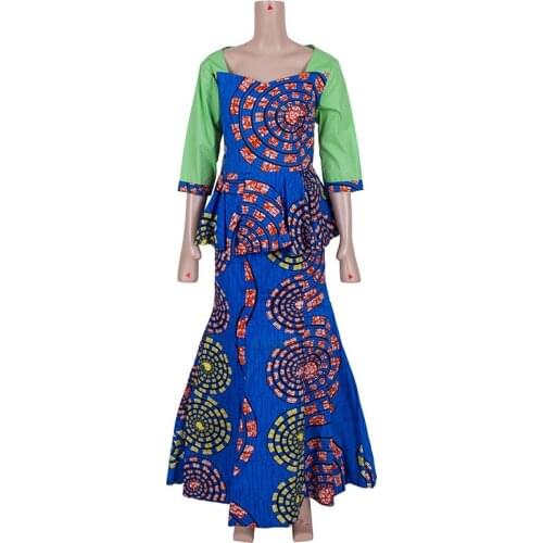 In Stock Women Skirt Set African Print Dashiki Tops and Long Skirts Women African Outfits African Clothing XH156