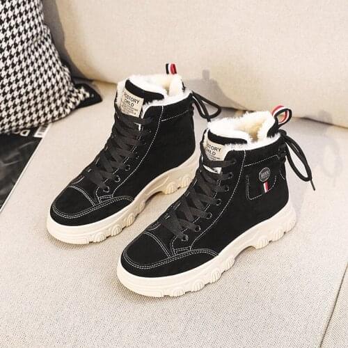 Women Ankle Boots 2021 Winter Snow Boots Plush Female Boot Warm Lace Up Platform Woman Booties Faux Suede Tide Shoes Botas Mujer