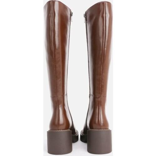 MUMANI Woman‘s Knee-High Boots 2021 New Round Toe Square heel Knight Boots Genuine leatherBasic High Boots High Heels Shoes