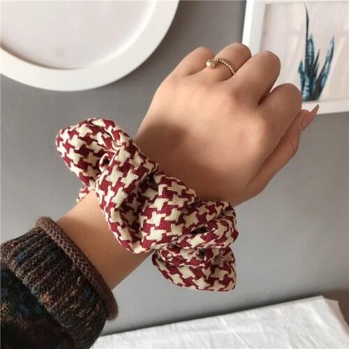 1 PCS New JK Style Girl Large Intestine Hair Rope Cute Striped Plaids Elastic Hairband Women Ponytail Headwear Photography Props