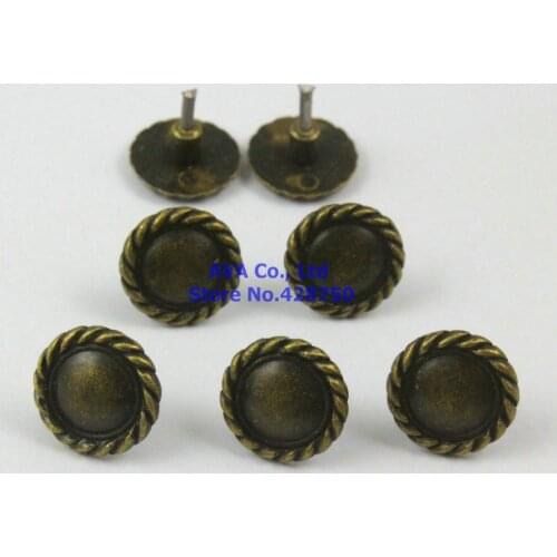 100 Pieces 14x13mm Antique Brass Flower Upholstery Tacks Nails