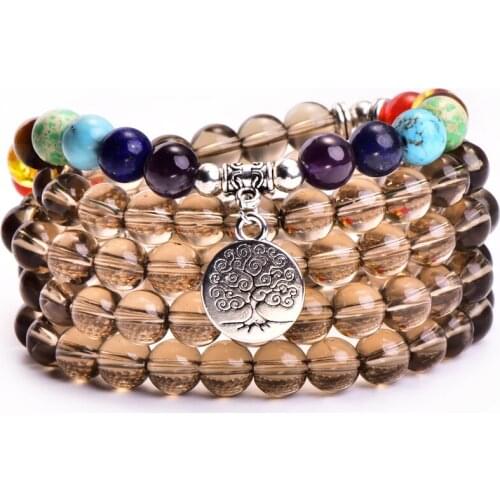 108 Mala Yoga Bracelet & Necklace Trendy 7 Chakra Bracelet Handmade with OM Lotus Buddha Charm Bracelet Wholesale Dropshipping