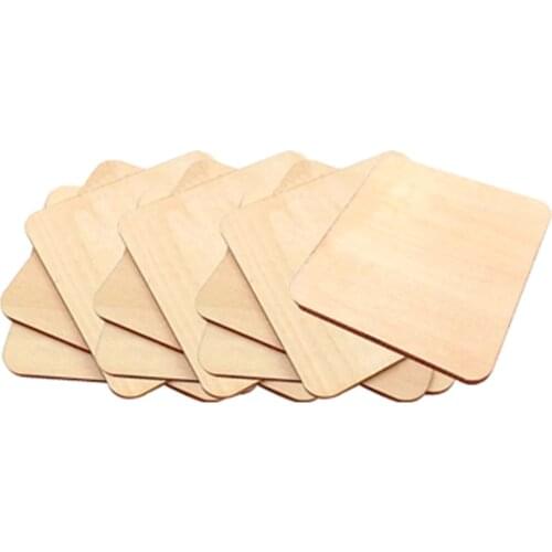 10x Wooden Square Coaster Plain Wood Craft Blank Plaque DIY Craft - as described, 9x9cm