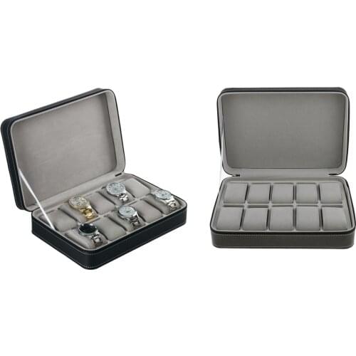 2pc Fashionable Wristwatch Storage Box Jewelry Display Organizer 10 Grids