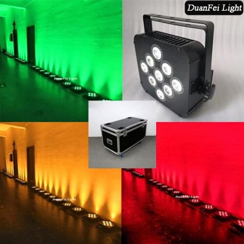 8pcs+Chargeing flycase 9x18w 6in1 rgbwa uv led battery par indoor wash lyre par cans led flat phone app wireless